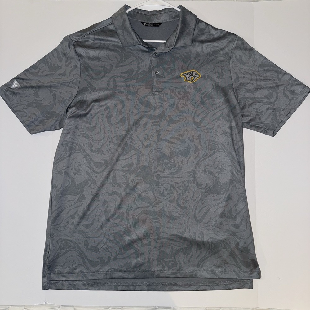 Men's XL Levelwear Nashville Predators NHL Gray Performance Polo Shirt‎ Hockey